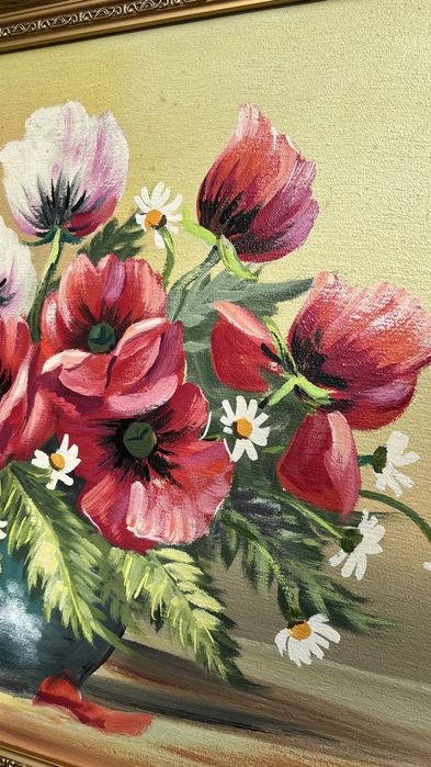 Obraz olejny martwa natura maki