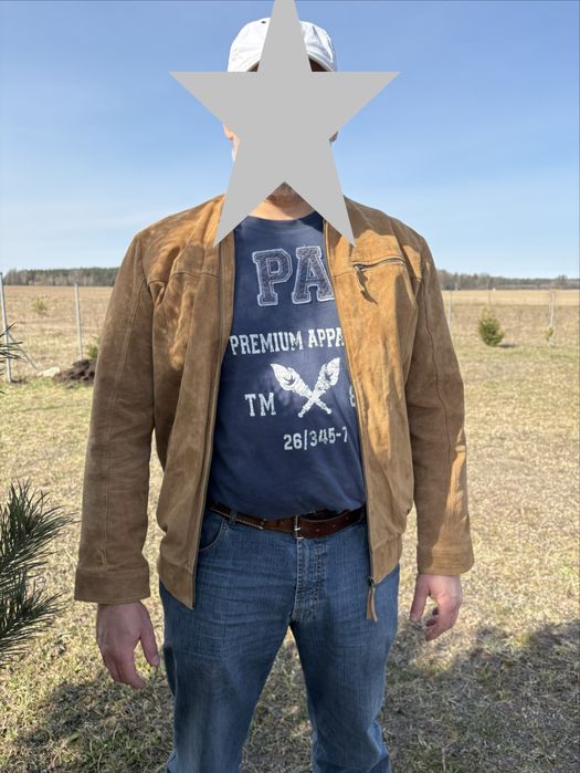 Kurtka męska skórzana bomberka Xl XXL zamszowa na wiosnę Wiosna