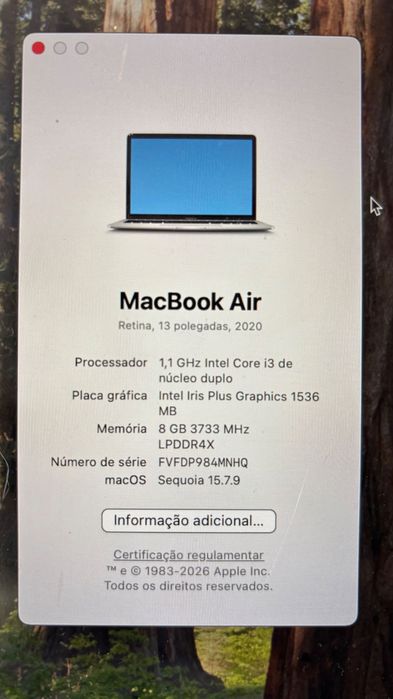 MacBook Air 13" Retina (2020) Intel i3 • 8GB • 256GB SSD – Bateria Excelente!
