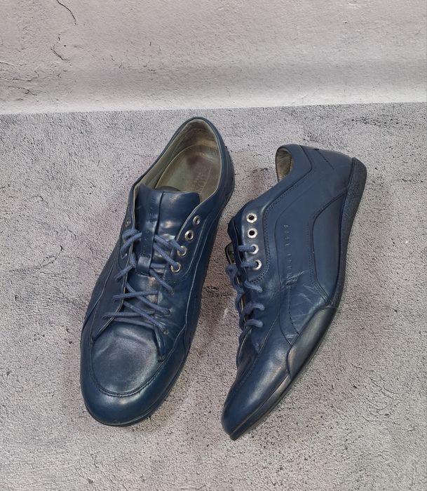 Кроссовки Hugo Boss Biarton кожаные синие мужские ботинки
