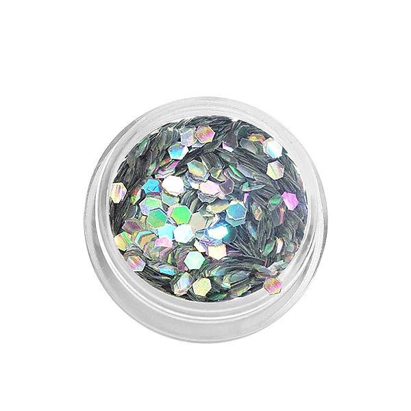 Konfetti płatki hexagonalne holograficzne - srebrne holo / Bass Cosmet