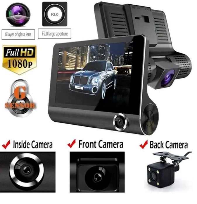 Dashcam com 3 câmaras / Com Bateria