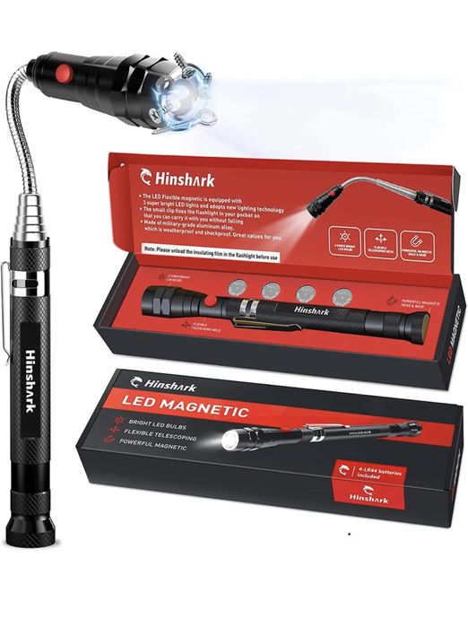 Магнитный гибкий светодиодный фонарик черный HINSHARK