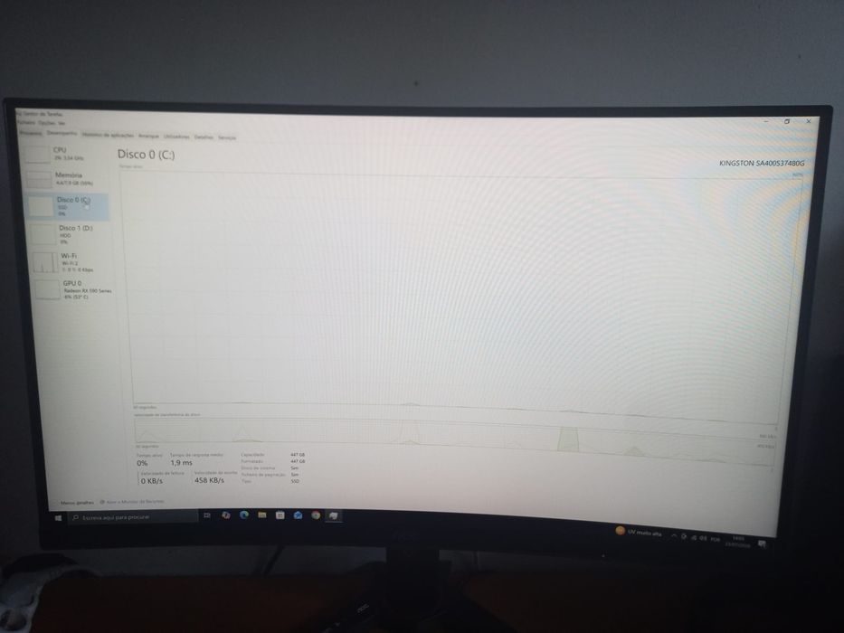PC Asus Ryzen 5 RX590 16gb Ram SSD 500Gb+2TB Monitor Curvo AOC e conjunto RGB Mars Gaming