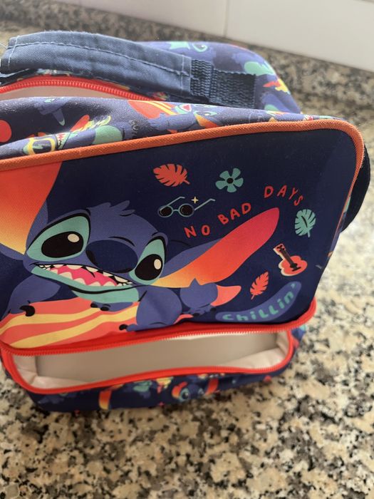 Trolley Mochila escolar e lancheira Stitch