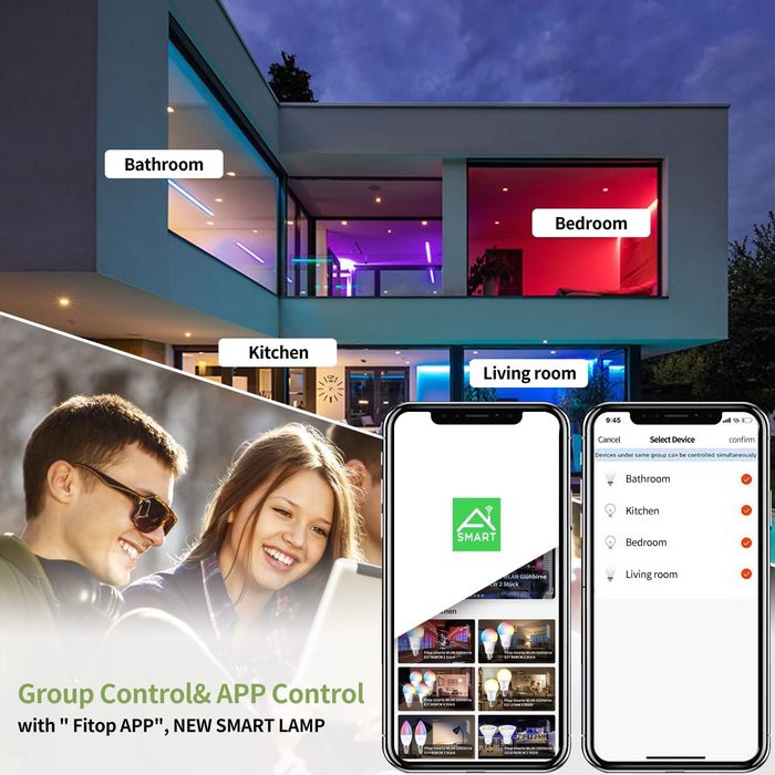 NOVAS! Kit de 2 Lâmpadas smart LED inteligente WiFi luz 9W  RGBCW