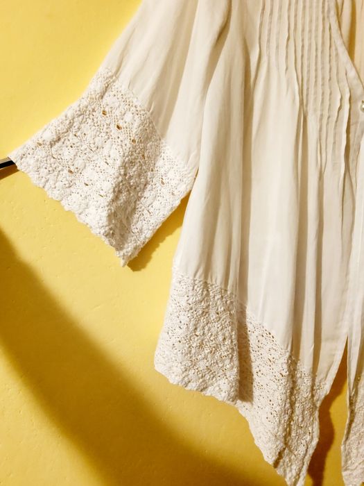 Lykkelig biała bluzka narzutka boho, folk rozmiar L uniwersalny.