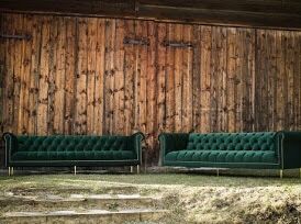 Sofa Kanapa Chesterfield zestaw 5+5+pufa z pojemnikiem Retro PRL Loft