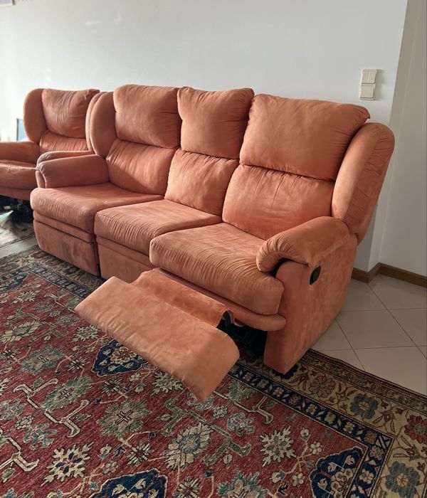 Sofá 3 Lugares + Cadeirão Reclináveis - Microfibra