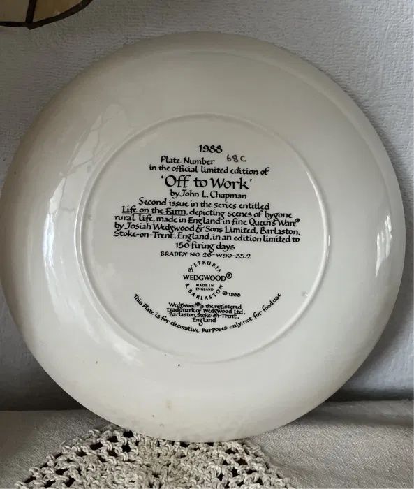 **Wedgwood Obraz Kolekcjonerski Talerz Angielska Porcelana Wieś Konie