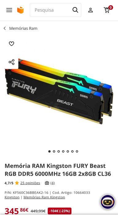 Kingston Kingston FURY Beast DDR5-6000 CL36(2x8GB)