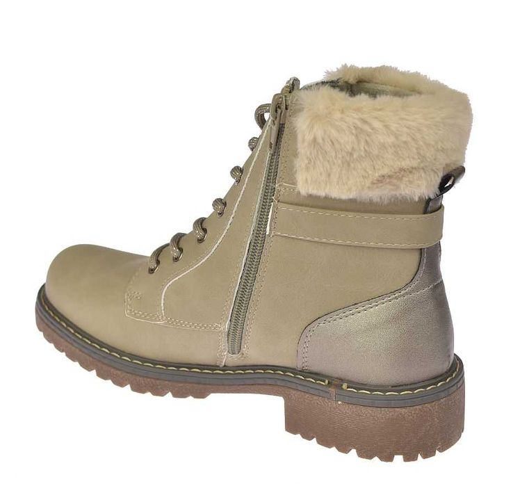 Botki damskie ocieplane trapery na zamek glany B-3-1344 beż  rozm. 41