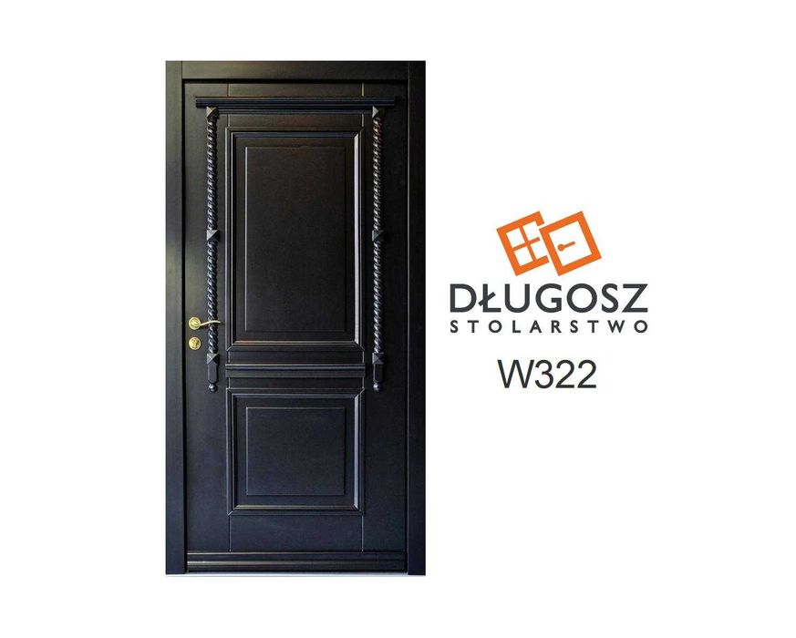 Drzwi DŁUGOSZ zewnętrzne retro RAL9005 czarne czyste powietrze GOTOWE