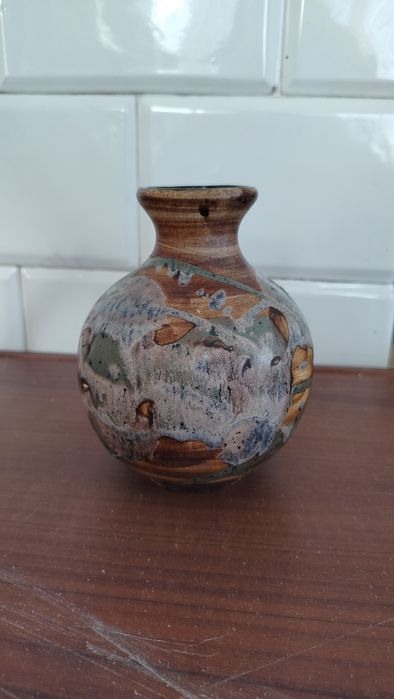 Wazon ceramiczny 15 cm rękodzieło szkliwiony artystyczny vintage