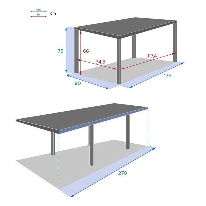 Mesa de jantar extensível (PIAZZA)  135-270cm (Hôma) - Como nova