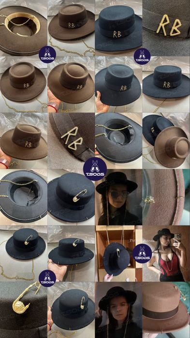 Капелюх Руслан Багінський на золотому ланцюжку чорна федора коричнева