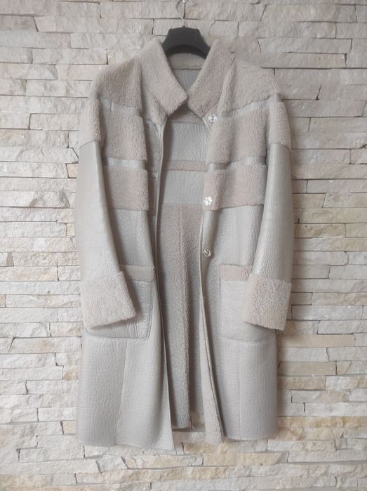 Дублёнка из натуральной кожи с овечьим мехом S - M