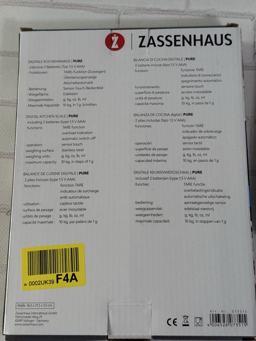 Waga kuchenna Zassenhaus Pure do 10 kg