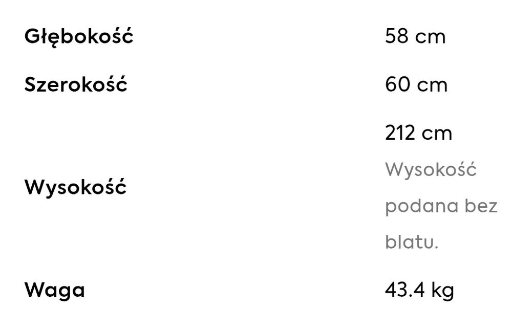 szafa Prowansja 212x60x58 Lewa