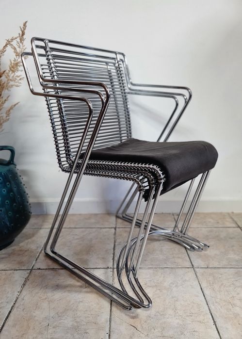 Krzesła Bauhaus chromowane proj.Meyer Metalstuhl lata 90 vintage,mid-c