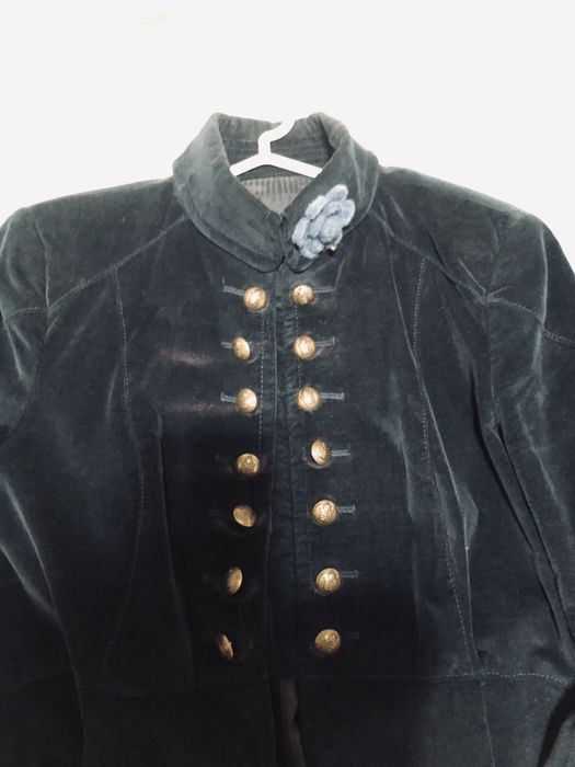 Casaco de veludo azul escuro, estilo militar