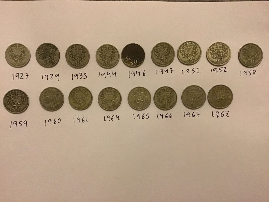 Moedas antigas de 50 centavos