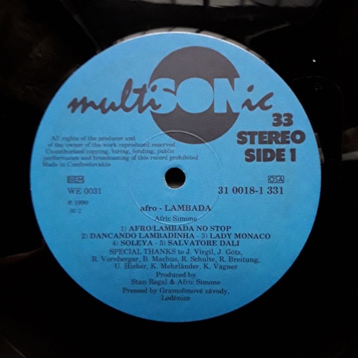 Disco LP em vinil Afro Lambada de Afric Simone