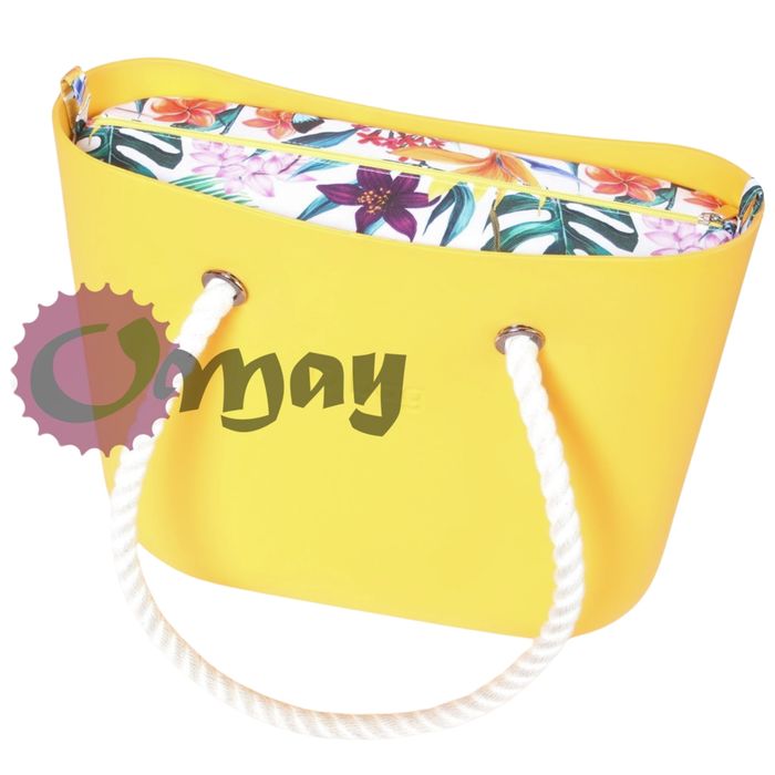 Biały organizer do OBAG STANDARD kwiaty łąka kolorowa 2 kieszenie OMAY