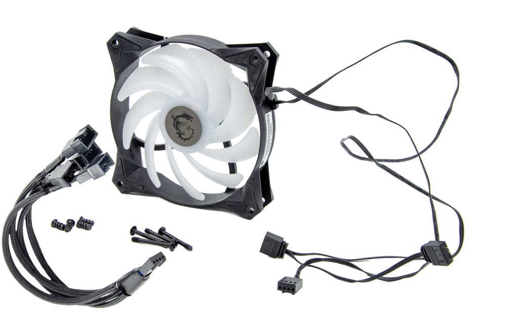 Zestaw 14 wentylatorów MSI 120 x 120 mm APA1225M12 aRGB + złączki