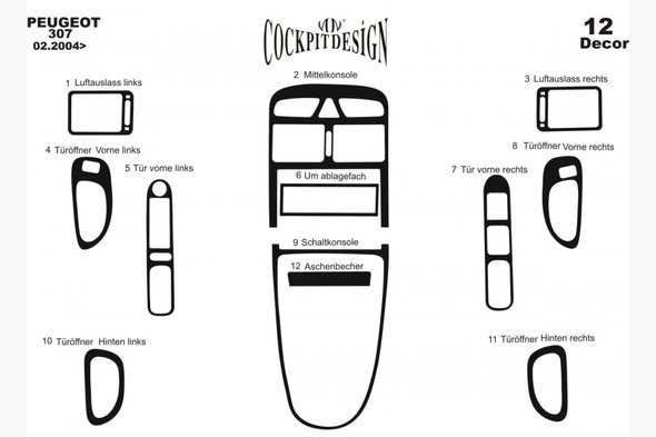 Накладка на торпедо центральний пластик дефлектор обдуву Peugeot 307