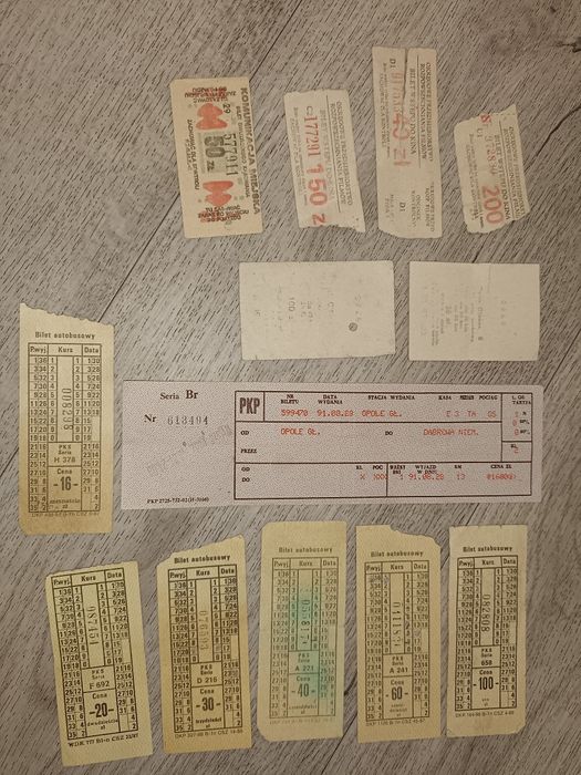 Stare bilety autobusowe PKS kolej