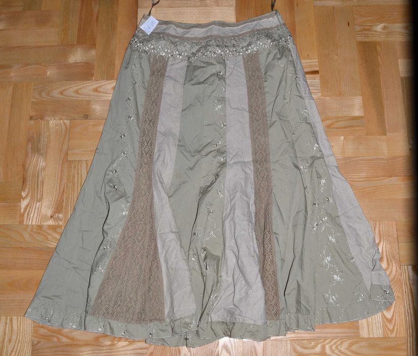 225^ m&s letnia   spódnica z bawełny z koronką  42/44