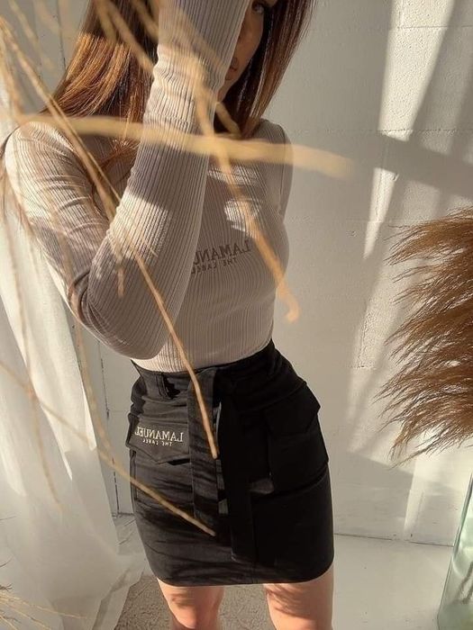 Spódnica La Manuel czarna beżowa XS S