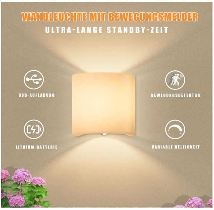 Kinkiet góra-dół bezprzewodowy z czujnikiem ruchu