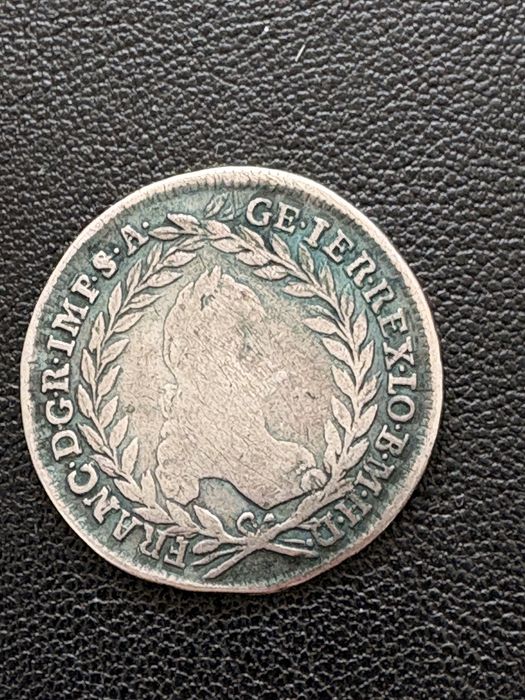 Срібна монета Австрійської монерхії  20 крейцерів 1755 Франца I Стефана