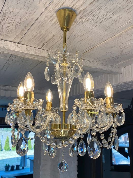 Люстра вінтажна Чехословакія, кришталева лампа