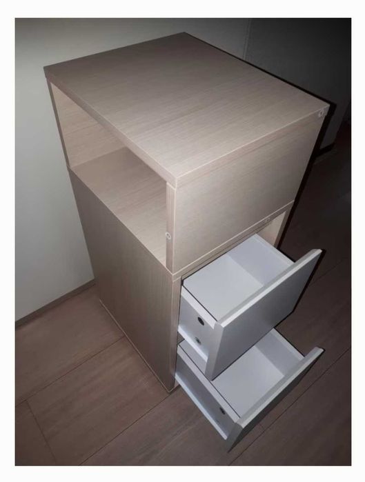 2 Mesas de Cabeceira 30 x 25 x 65 cm bege + branco - Novas