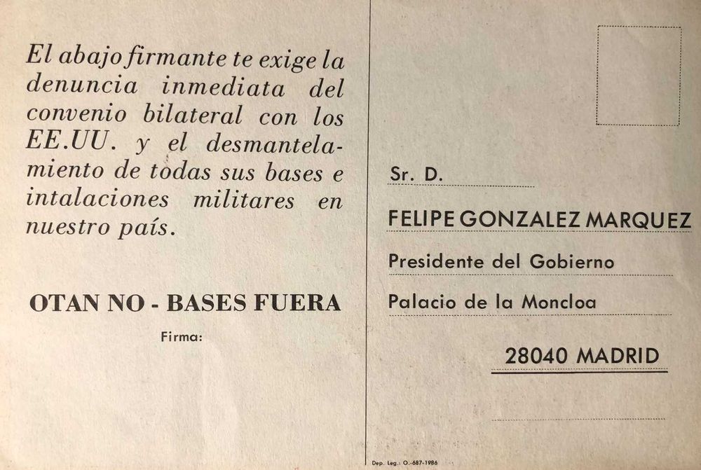 Folheto Movimento Asturias Por la Paz – Manifestacion en Gijon