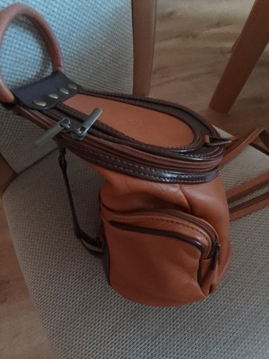 Skórzany Plecak Torebka 2w1 IL GIGLIO FIRENZE Made in Italy Camel NOWY