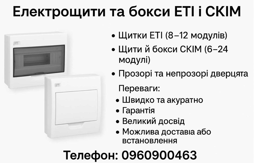 Електрощити та бокси ETI і СКІМ (8, 12 та більше модулів)