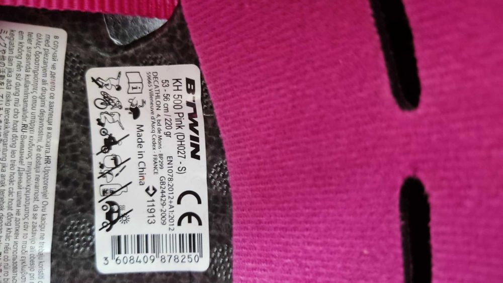 BTWIN Kask na rower KH 500 dla dzieci różowy