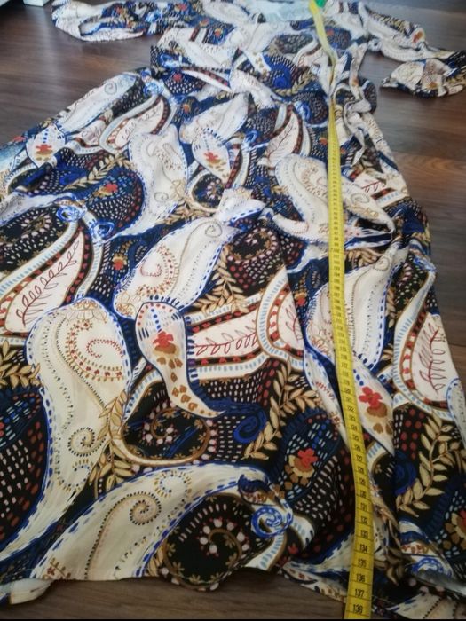 Sukienka maxi Top Secret 36 S motyw wzór rozporki wesele komunia impre