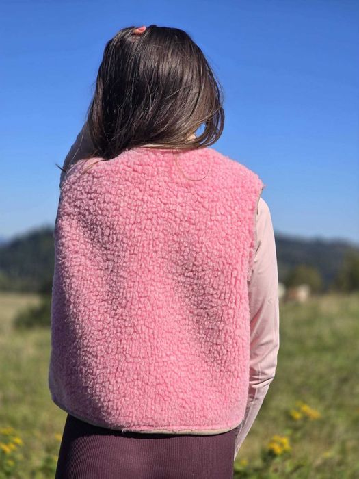 Damska kamizelka teddy z wełny merino, bezrękawmnik