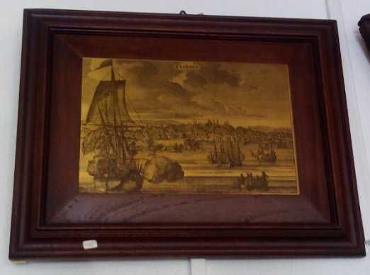Antigo quadro burilado em cobre " Lisboa Antiga"