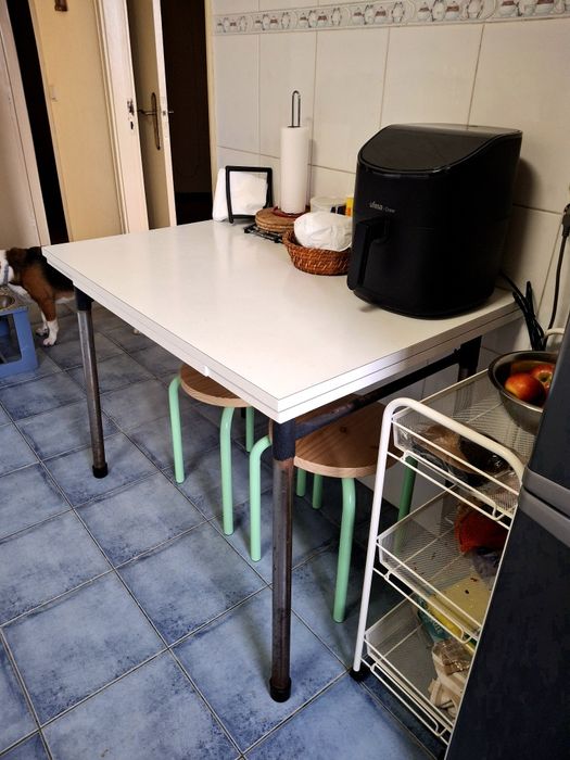 Mesa cozinha branca extensível