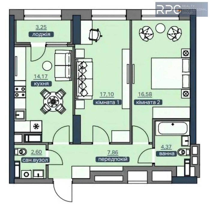 ЄОСЕЛЯ | ГЕНЕРАТОР | Продаж 2-кімнатної квартири в ЖК "Метрополіс", 67 м²