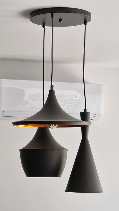Lampa 3-kloszowa czarno-złota