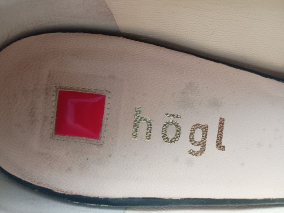 Högl eleganckie czarne lakierowane czółenka – skóra, r. 39