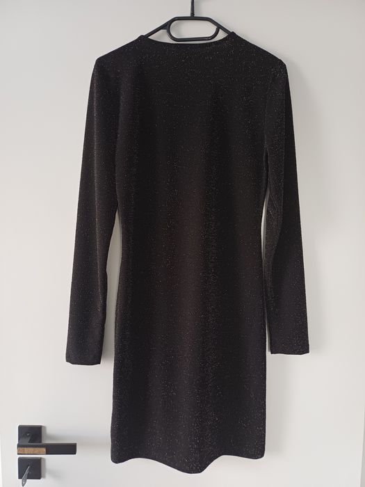 Sinsay, Czarna brokatowa sukienka damska z metką