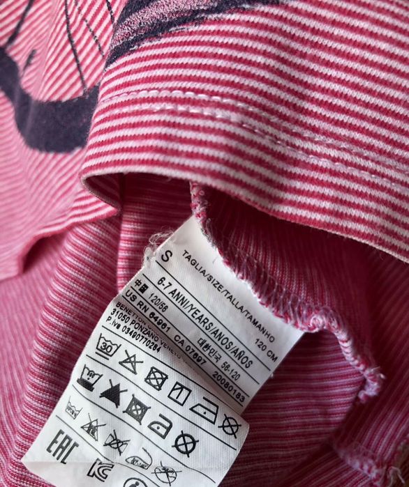 рожева футболка benetton з велосипедом і квітами для дівчинки